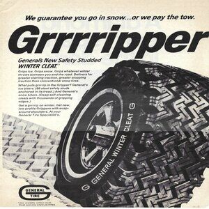 1967 General Tire Winter Cleat Grrrripper Vintage Magazine Print Ad/Poster